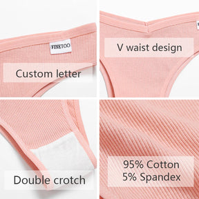 FINETOO 5Pcs/set Women Brazilian Panties Cotton Underwear M-XL Comfortable Underpants Low-Rise T-Back Panty Female Lingerie 2022