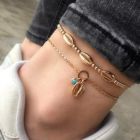 Black Waves Ankle Bracelet Set For Women Bead Chain On Foot Anklet Female Boho Summer Jewelry - Miscellaneous Accessories