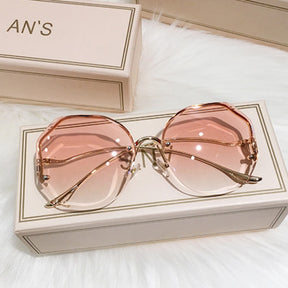 Sunglasses Women Luxury Metal Curved Temples Eyewear Ocean Rimless Fashion Sun Glasses Ladies UV400 - 2023 - Miscellaneous Accessories