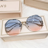 Sunglasses Women Luxury Metal Curved Temples Eyewear Ocean Rimless Fashion Sun Glasses Ladies UV400 - 2023 - Miscellaneous Accessories