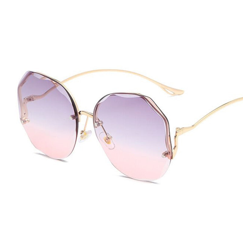 Sunglasses Women Luxury Metal Curved Temples Eyewear Ocean Rimless Fashion Sun Glasses Ladies UV400 - 2023 - Miscellaneous Accessories