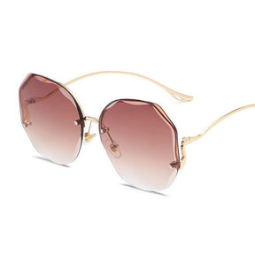 Sunglasses Women Luxury Metal Curved Temples Eyewear Ocean Rimless Fashion Sun Glasses Ladies UV400 - 2023 - Miscellaneous Accessories