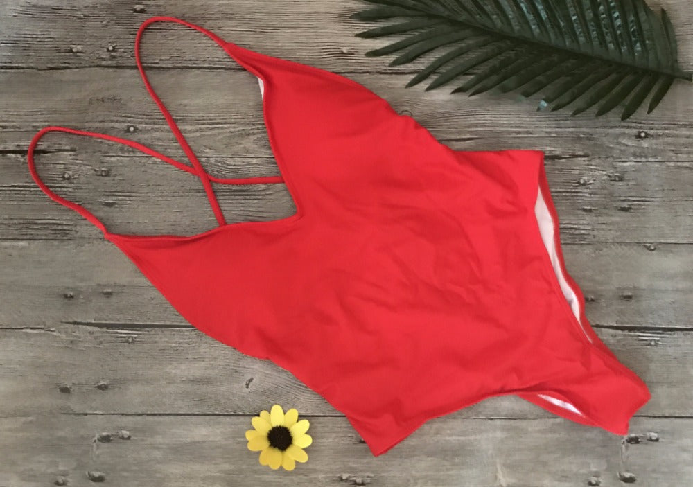 2023 Women's One-Piece V-Neck Swimsuit, Butt Tie Panties - Miscellaneous Accessories