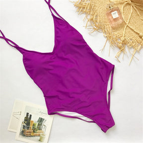 2023 Women's One-Piece V-Neck Swimsuit, Butt Tie Panties - Miscellaneous Accessories