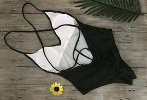 2023 Women's One-Piece V-Neck Swimsuit, Butt Tie Panties - Miscellaneous Accessories