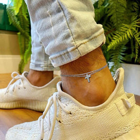 This 2023 stainless steel men's anklet features a double chain with a Cross Charm, perfect for gifting to the special man in your life. - Miscellaneous Accessories