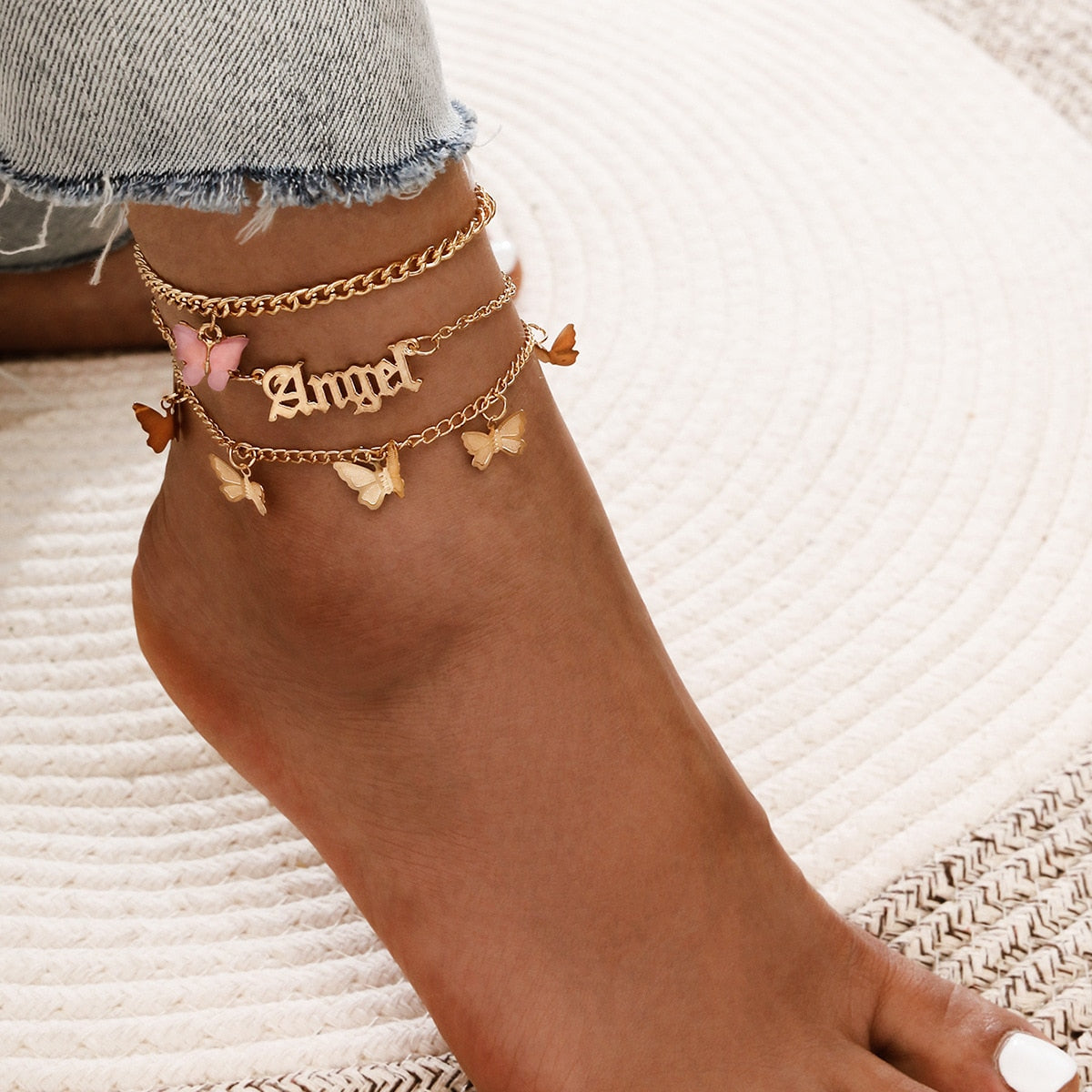 Black Waves Ankle Bracelet Set For Women Bead Chain On Foot Anklet Female Boho Summer Jewelry - Miscellaneous Accessories