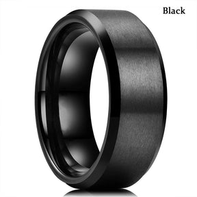 Anel de Noivado Masculino em Aço Azul Escovado com Entalhe de Cor Dourada de 8mm - Miscellaneous Accessories