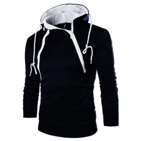 Men's Hoodies Long Sleeve Sweatshirts for Men Zipper Hooded Pullover High Neck Mens Sweatshirt Top Jacket Coat Black Sweater