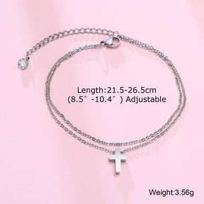 This 2023 stainless steel men's anklet features a double chain with a Cross Charm, perfect for gifting to the special man in your life. - Miscellaneous Accessories