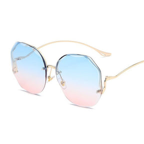 Sunglasses Women Luxury Metal Curved Temples Eyewear Ocean Rimless Fashion Sun Glasses Ladies UV400 - 2023 - Miscellaneous Accessories