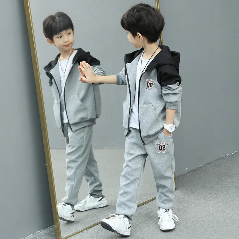 2023 New Spring Autumn Child Boy Clothing Set Letter Hoodies Coats + Pants 2Pcs Tracksuit Suit For Kids Children Present