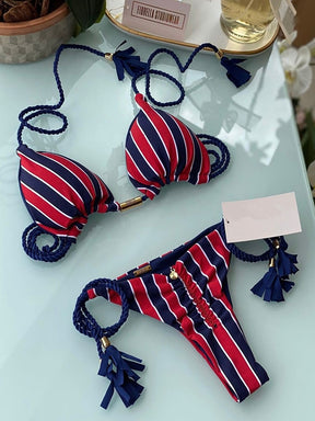 Tropical Plant Micro Bikini Brazilian Sexy Swimwear with Tropical Plant Print - Miscellaneous Accessories