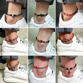 Men Adjustable Handmade Rope Anklet For Men Wax Rope Soft Leather Lucky Men Beach Foot Chain - Miscellaneous Accessories