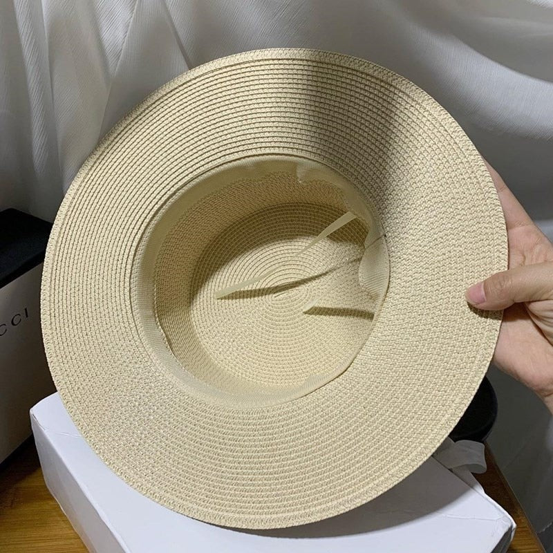 Beach hat men and women flat top straw hat essential for summer travel - Miscellaneous Accessories