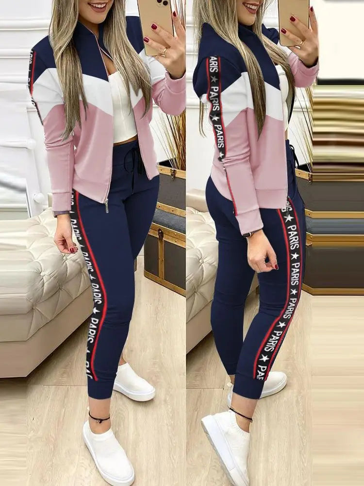 2023 Women Two Piece Set Outfits Autumn Women's Tracksuit Zipper Top Pants Casual Sport Suit Winter 2 Piece Woman Set