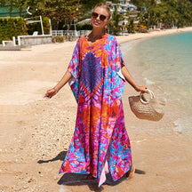 Mesmerizing Summer Tie-dye Cotton Beach Dress with V-neck Print and Sexy Details - Miscellaneous Accessories