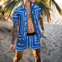 2023 Men's Beach Summer Clothing Set - Hawaiian Shirt and Shorts 2 Piece Vacation Look - Miscellaneous Accessories