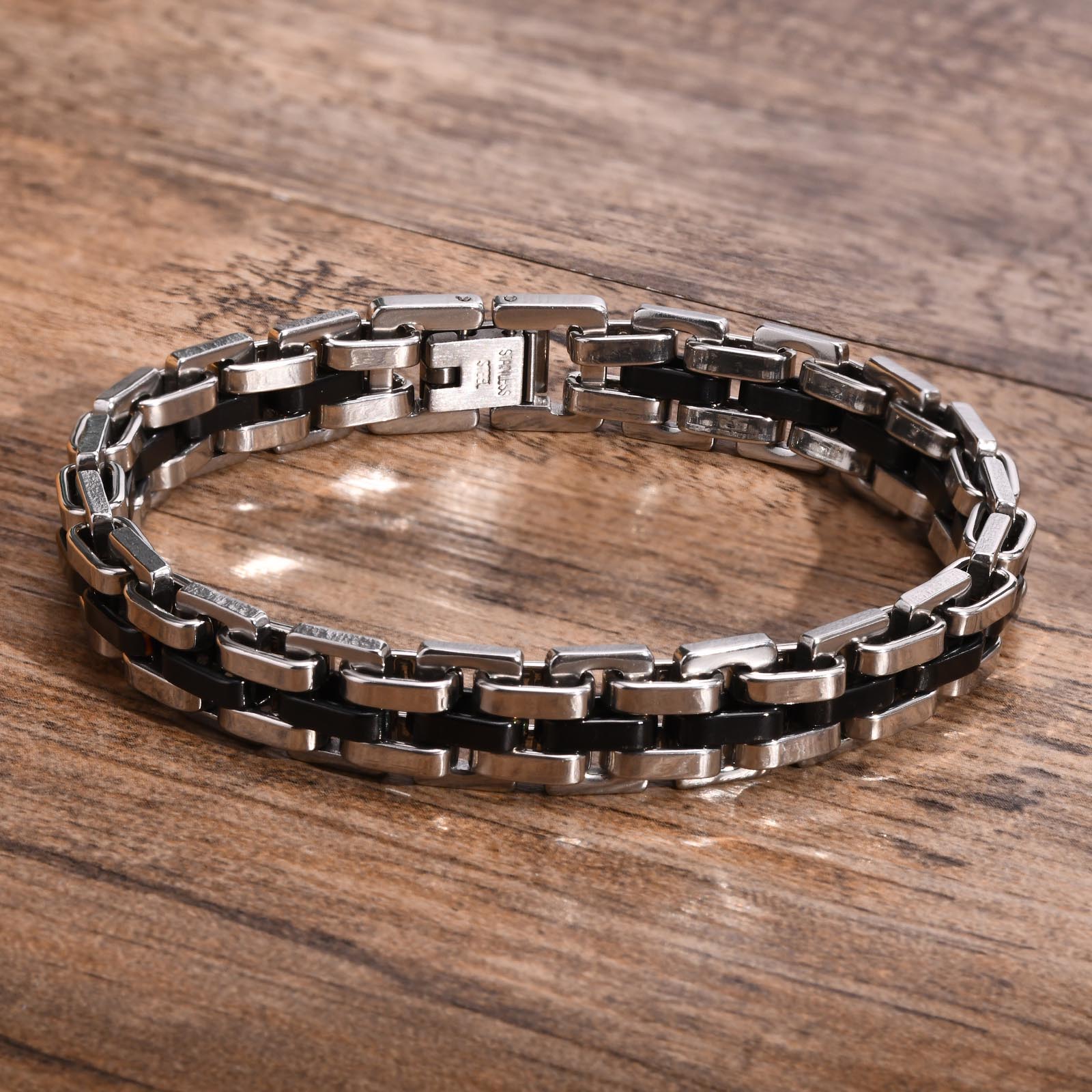 Beautiful Gents Bracelet for Men, Two Tone Stainless Steel Bracelet Jewelry - Miscellaneous Accessories