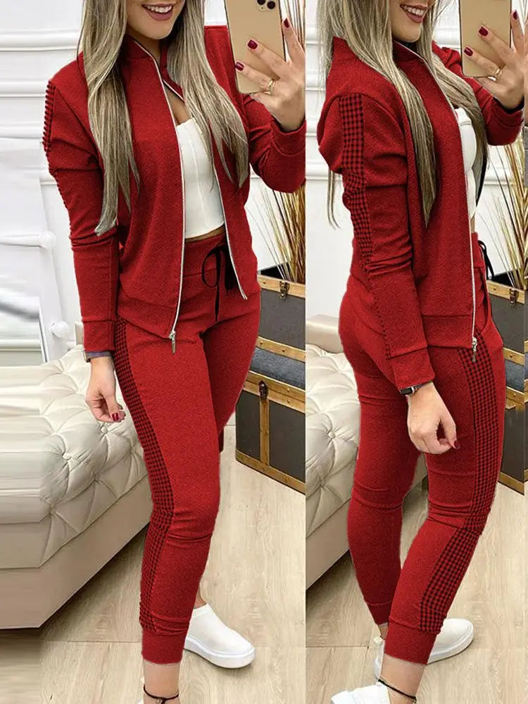 2023 Women Two Piece Set Outfits Autumn Women's Tracksuit Zipper Top Pants Casual Sport Suit Winter 2 Piece Woman Set