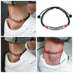 Men Adjustable Handmade Rope Anklet For Men Wax Rope Soft Leather Lucky Men Beach Foot Chain - Miscellaneous Accessories