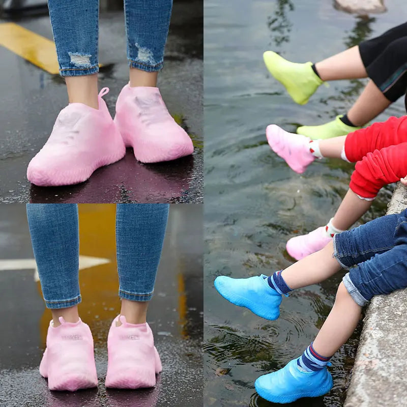 1Pair Reusable Waterproof Rain Shoes Covers Silicone Outdoor Rain Boot Overshoes Walking Shoes Accessories Reusable Shoe Cover