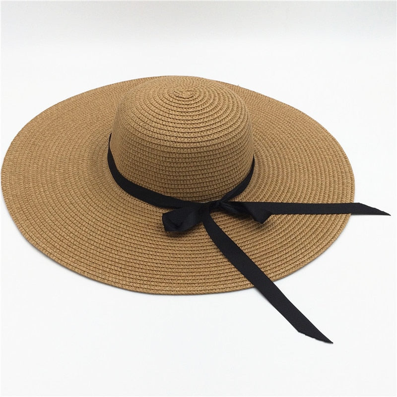 Sunshine Elegance Women Wide Brim Beach Hat Girls Seaside Travel Foldable Straw Hat Sunscreen UV Protection Lady Cap - Miscellaneous Accessories