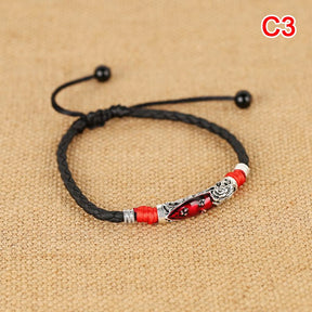 Men Adjustable Handmade Rope Anklet For Men Wax Rope Soft Leather Lucky Men Beach Foot Chain - Miscellaneous Accessories