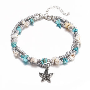 Starfish Beaded Anklets With Conch Fashion Women Beach Adjustable Girls Summer Foot Jewelry - Miscellaneous Accessories