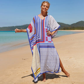 Mesmerizing Summer Tie-dye Cotton Beach Dress with V-neck Print and Sexy Details - Miscellaneous Accessories