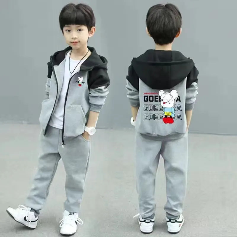 2023 New Spring Autumn Child Boy Clothing Set Letter Hoodies Coats + Pants 2Pcs Tracksuit Suit For Kids Children Present