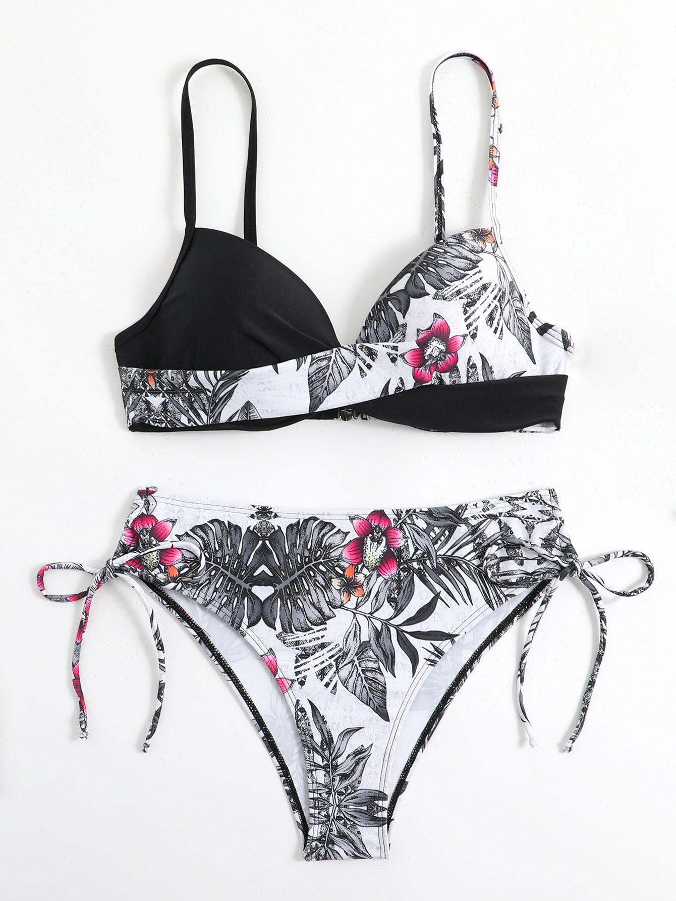 Tropical Print Bikini 2023 Women Drawstring Swimwear Female - Miscellaneous Accessories