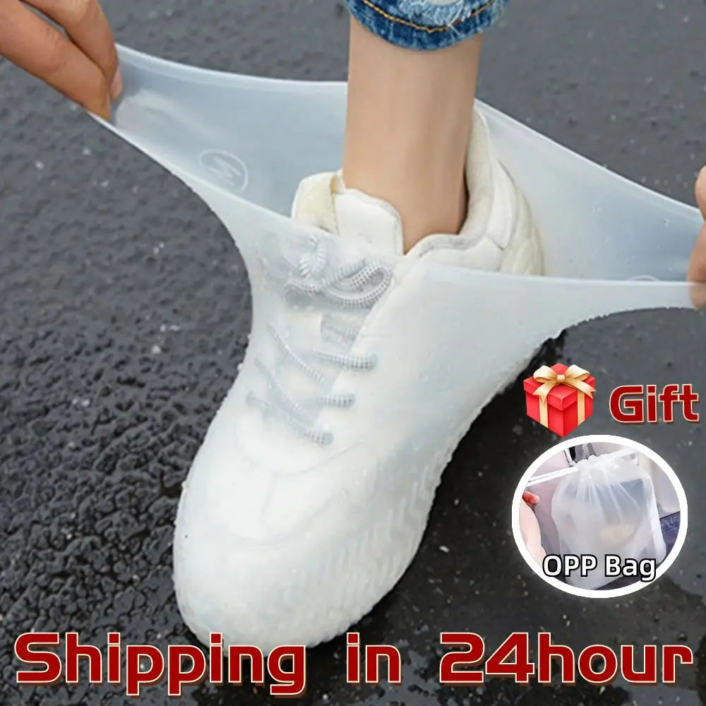 1Pair Reusable Waterproof Rain Shoes Covers Silicone Outdoor Rain Boot Overshoes Walking Shoes Accessories Reusable Shoe Cover