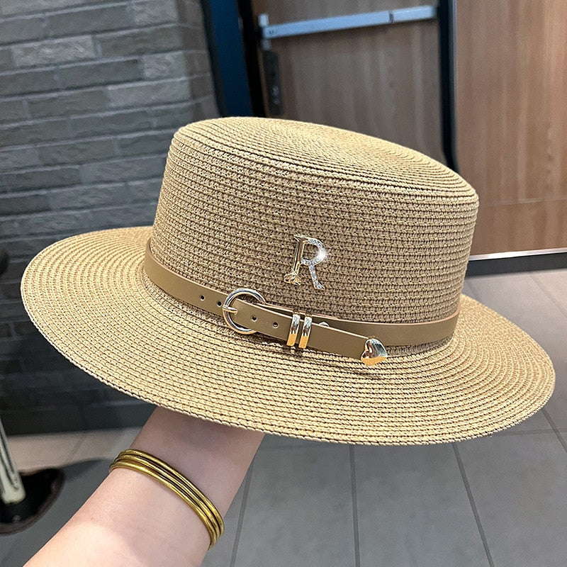 Beach hat men and women flat top straw hat essential for summer travel - Miscellaneous Accessories