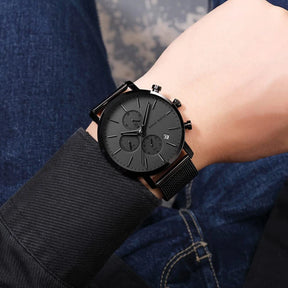 Hannah Martin Men Sports Watch Big Dial Stainless Steel Waterproof  Multifunctional Chronograph Business Watch Relogio Masculino