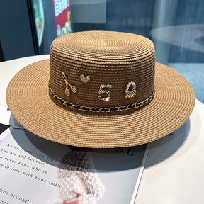 Beach hat men and women flat top straw hat essential for summer travel - Miscellaneous Accessories