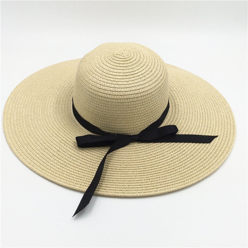 Sunshine Elegance Women Wide Brim Beach Hat Girls Seaside Travel Foldable Straw Hat Sunscreen UV Protection Lady Cap - Miscellaneous Accessories