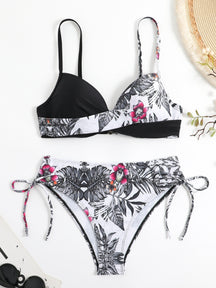 Tropical Print Bikini 2023 Women Drawstring Swimwear Female - Miscellaneous Accessories