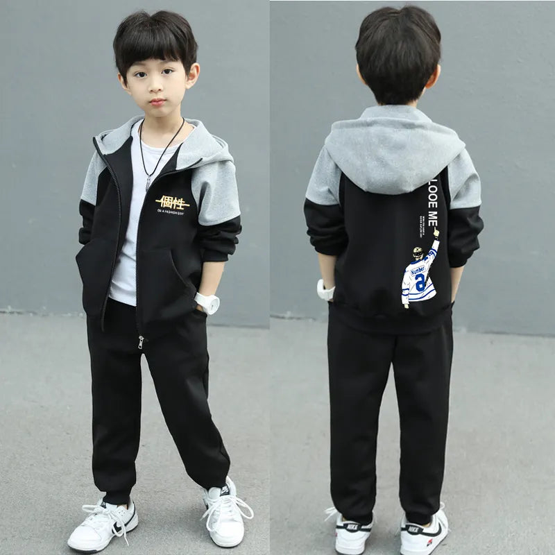 2023 New Spring Autumn Child Boy Clothing Set Letter Hoodies Coats + Pants 2Pcs Tracksuit Suit For Kids Children Present