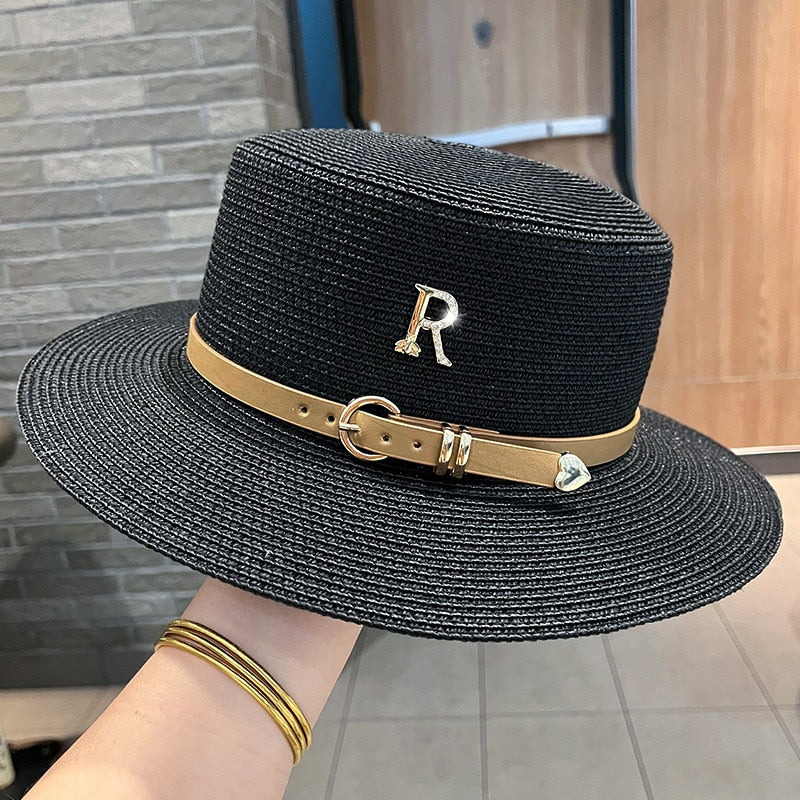 Beach hat men and women flat top straw hat essential for summer travel - Miscellaneous Accessories