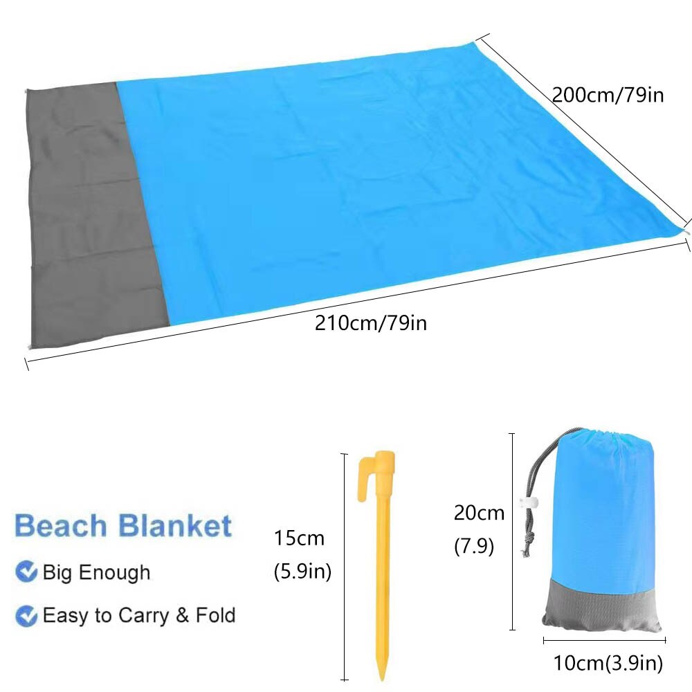 Beach Blanket Sandproof 200 X 210cm Waterproof Beach Mat Lightweight Picnic Blanket for Travel Hiking Sports - Miscellaneous Accessories