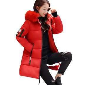 Women's Plus Size cotton jacket, long hooded parka with fur collar, warm thick jacket, casual jacket, cotton jacket, women's par