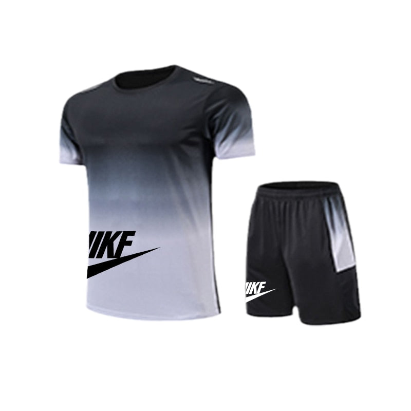 Gradient Round Neck Men's Short Sleeve Set Summer 2023 - Miscellaneous Accessories