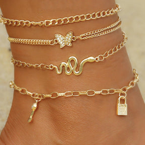 Black Waves Ankle Bracelet Set For Women Bead Chain On Foot Anklet Female Boho Summer Jewelry - Miscellaneous Accessories