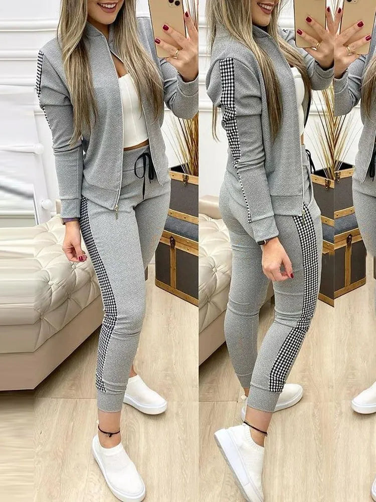 2023 Women Two Piece Set Outfits Autumn Women's Tracksuit Zipper Top Pants Casual Sport Suit Winter 2 Piece Woman Set