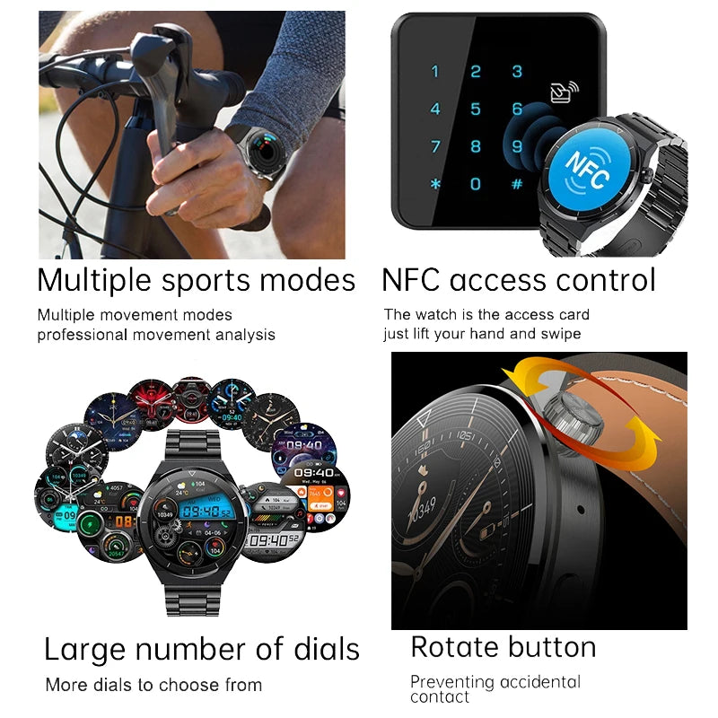 New NFC Smart Watch Men GT3 Pro AMOLED 390*390 HD Screen Heart Rate Bluetooth Call IP68 Waterproof SmartWatch For Huawei Xiaomi