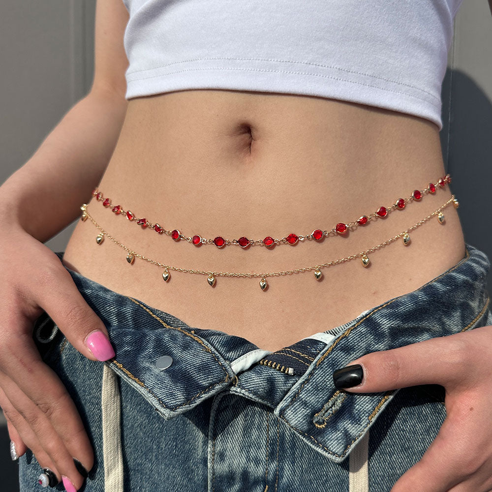 Belly Jewelry For Women Rhinestone Waist Chain Sweet Romantic 