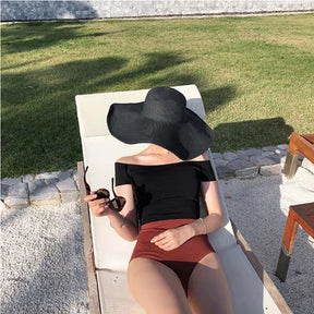 Sunshine Elegance Women Wide Brim Beach Hat Girls Seaside Travel Foldable Straw Hat Sunscreen UV Protection Lady Cap - Miscellaneous Accessories