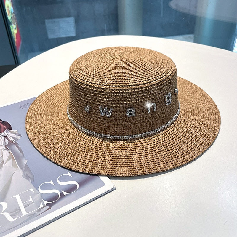 Beach hat men and women flat top straw hat essential for summer travel - Miscellaneous Accessories