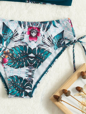 Tropical Print Bikini 2023 Women Drawstring Swimwear Female - Miscellaneous Accessories